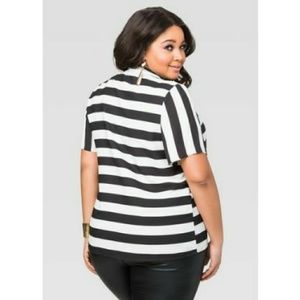 Ashley Stewart Tops - Ashley Stewart Striped Neck Tee Ashley Stewart Tops - Ashley Stewart Striped Neck Tee